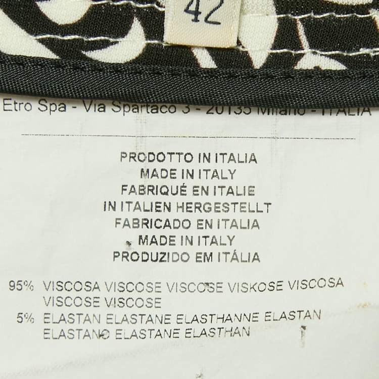Pre Owned Etro Black/Cream Printed Jersey Short Skirt M