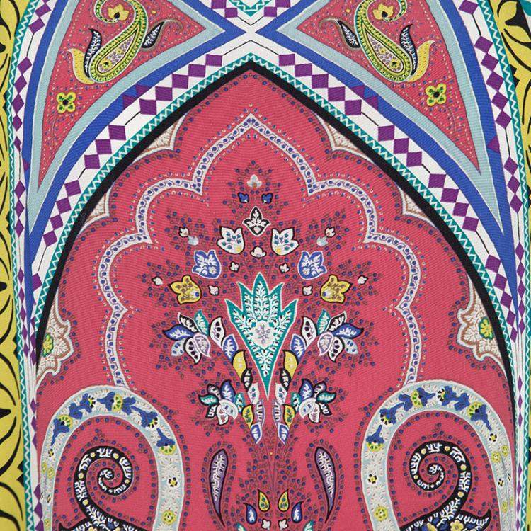 Pre Owned Etro Multicolor Printed Silk Slit Sleeve Detail Shift Dress L