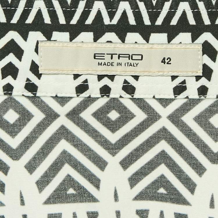 Pre Owned Etro White Multicolor Print Cotton Full Sleeve Shirt M