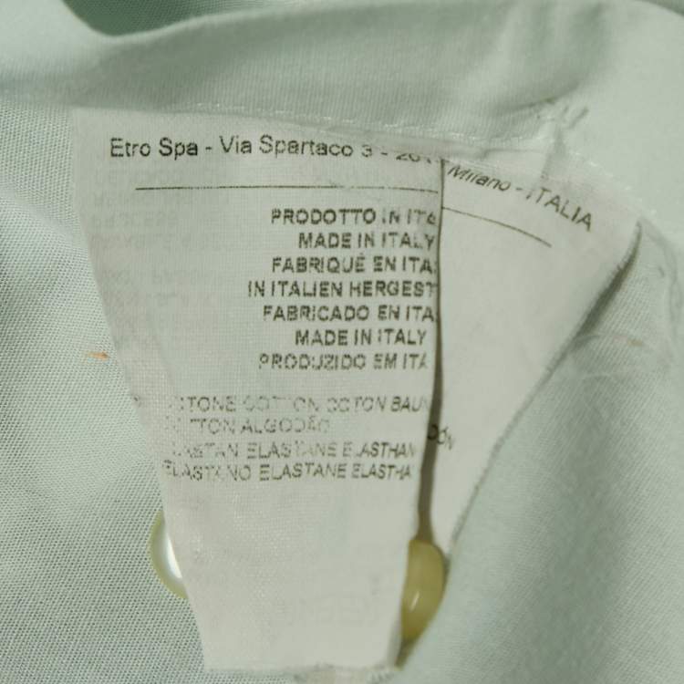 Pre Owned Etro White Multicolor Print Cotton Full Sleeve Shirt M