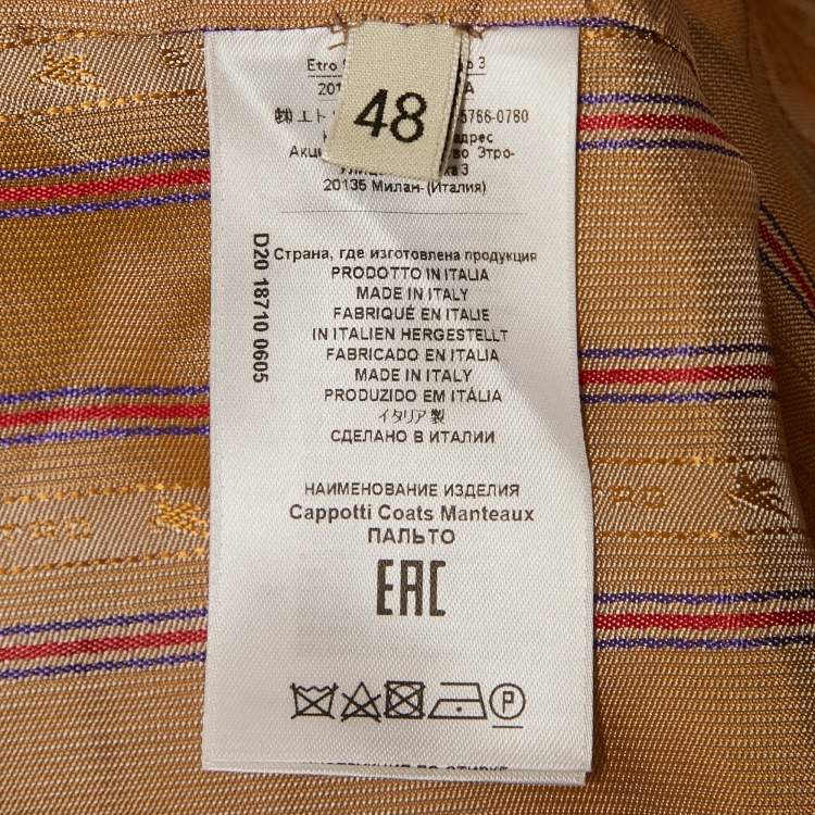 Pre Owned Etro Multicolor Brocade Button Front Mid-Length Coat L