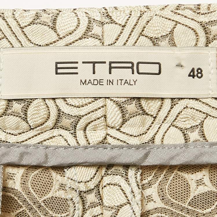 Pre Owned Etro Beige Jacquard Tailored Trousers L