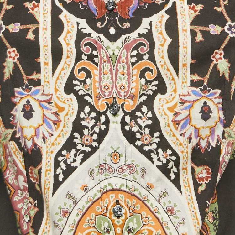 Pre Owned Etro Black Paisley Print Cotton Button Front Shirt S