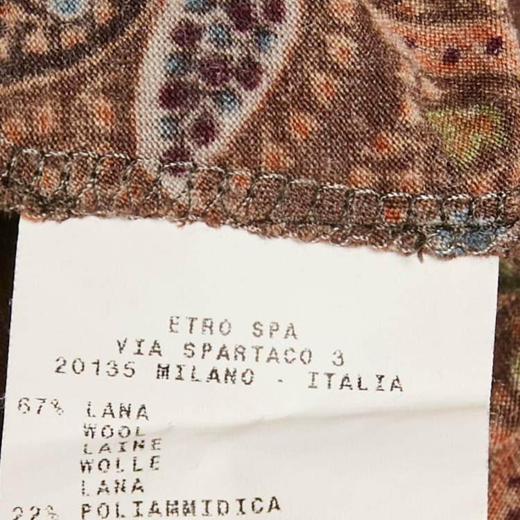 مملوكة مسبقًا Etro Brown Paisley Print Wool Blend Knit Midi Dress M