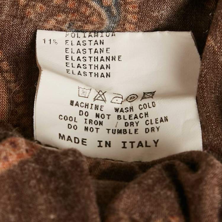 مملوكة مسبقًا Etro Brown Paisley Print Wool Blend Knit Midi Dress M