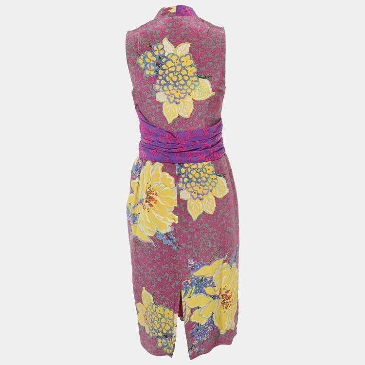 Pre Owned Etro Purple Printed Silk Sleeveless Short Dress M