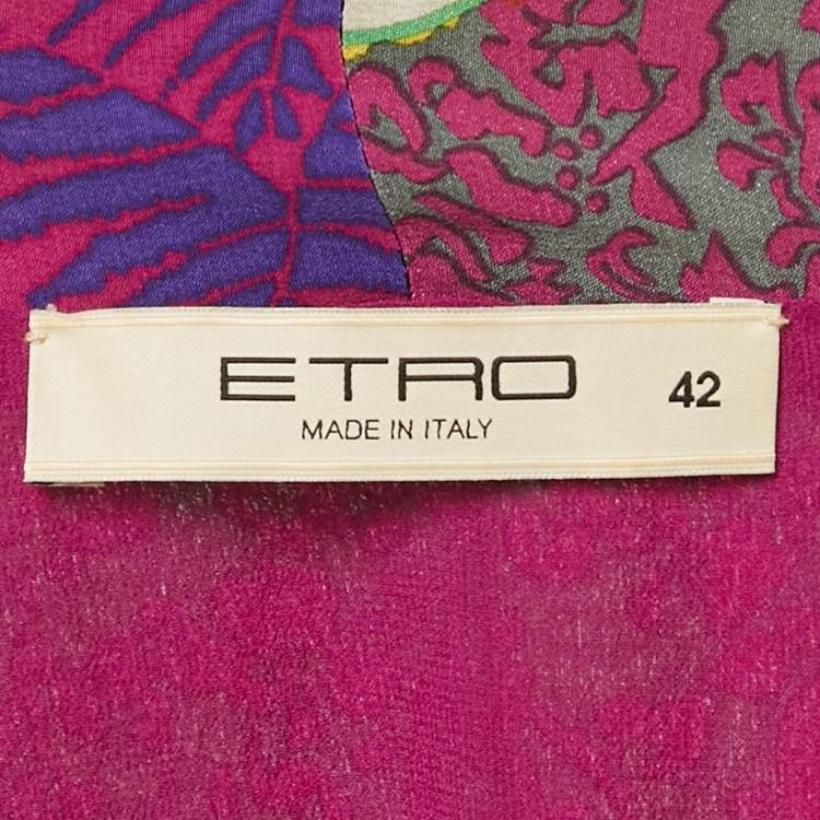 Pre Owned Etro Purple Printed Silk Sleeveless Short Dress M