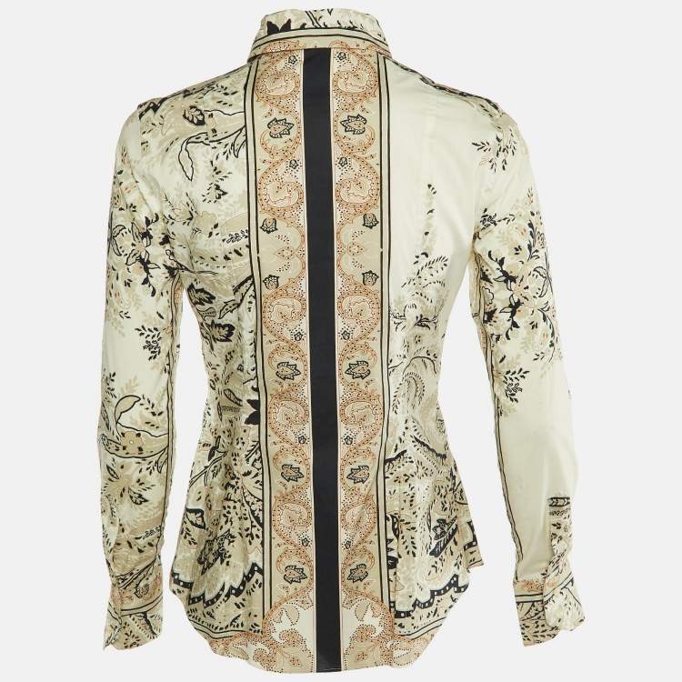 Pre Owned Etro Cream Floral Paisley Print Cotton Button Front Shirt S 