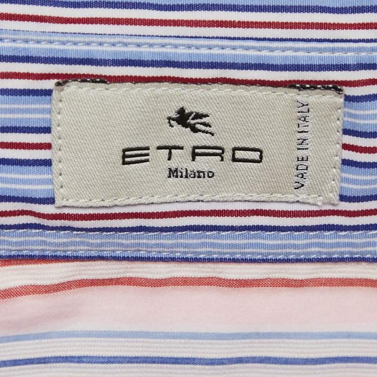 Pre Owned Etro Multicolor Striped Cotton Paneled Oversized Shirt M