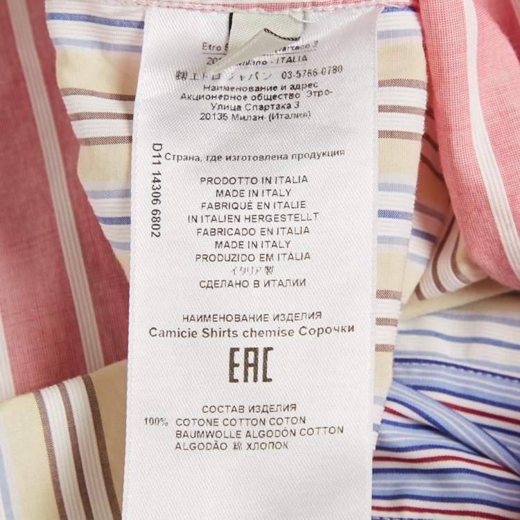 Pre Owned Etro Multicolor Striped Cotton Paneled Oversized Shirt M