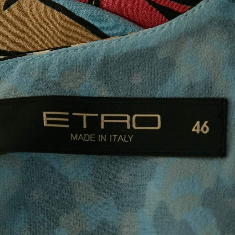 Pre Owned Etro Multicolor Printed Silk V-Neck Maxi Dress L