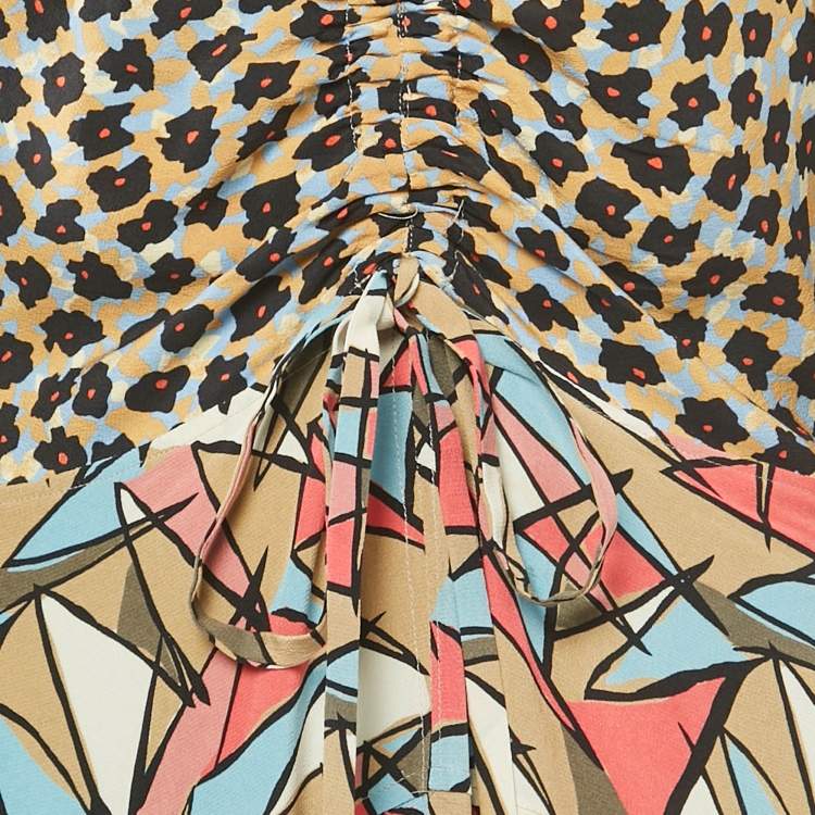 Pre Owned Etro Multicolor Printed Silk V-Neck Maxi Dress L