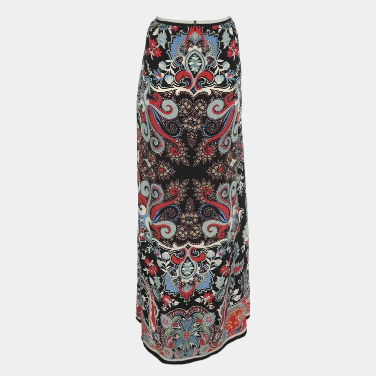 Pre Owned Etro Multicolor Paisley Print Silk Maxi Skirt L