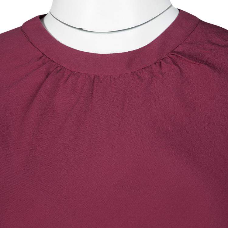 مملوكة مسبقًا Etro Red Silk Short Sleeve Top S