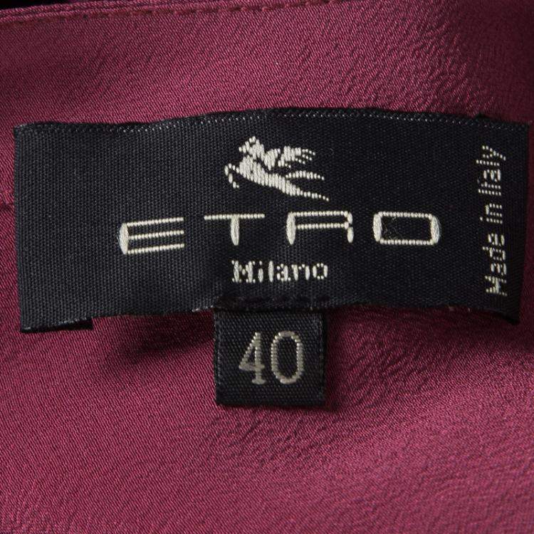 مملوكة مسبقًا Etro Red Silk Short Sleeve Top S