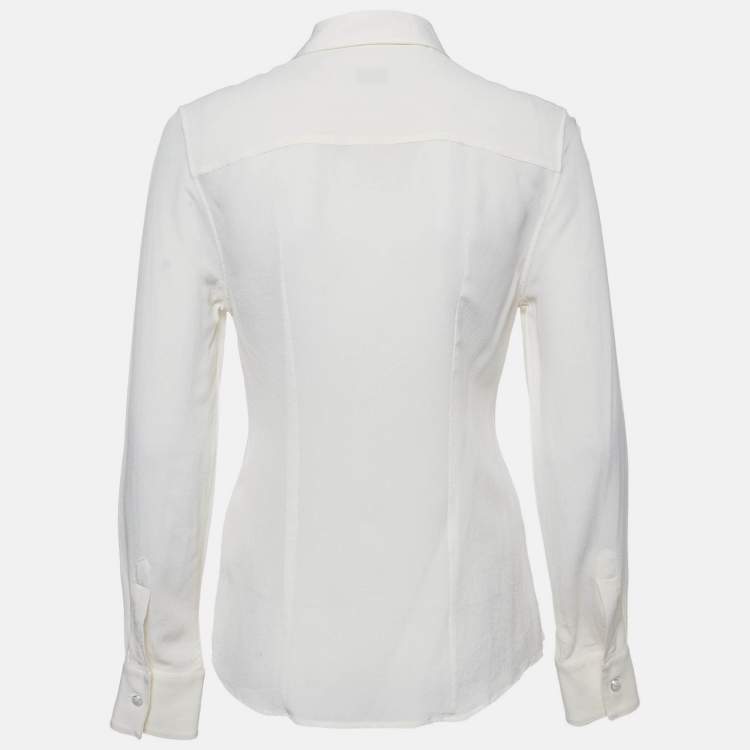 Pre Owned Etro Cream Silk Full Sleeves Shirt M