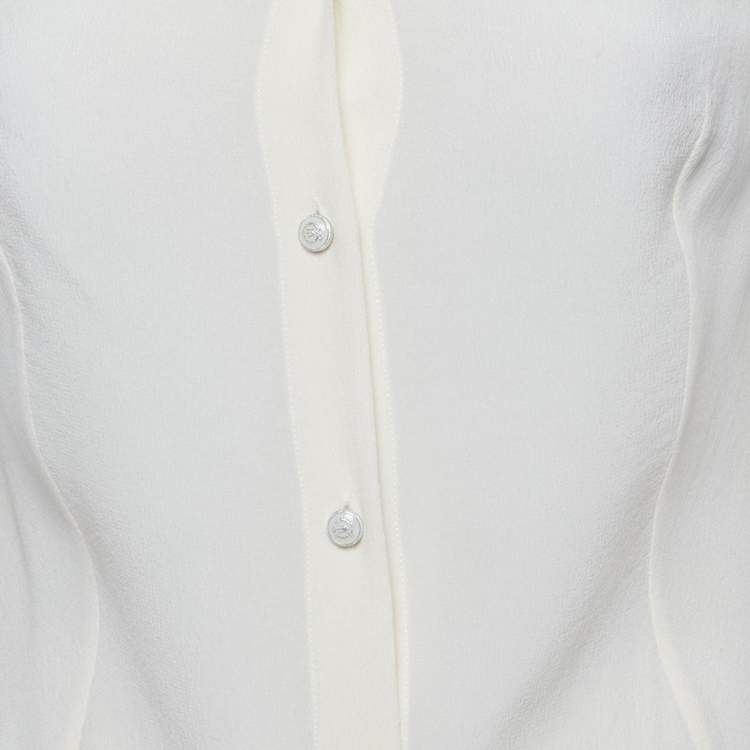 Pre Owned Etro Cream Silk Full Sleeves Shirt M