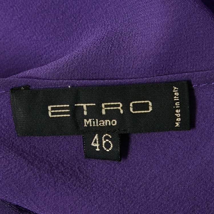 Pre Owned Etro Purple Silk Layered Silk Top M/L