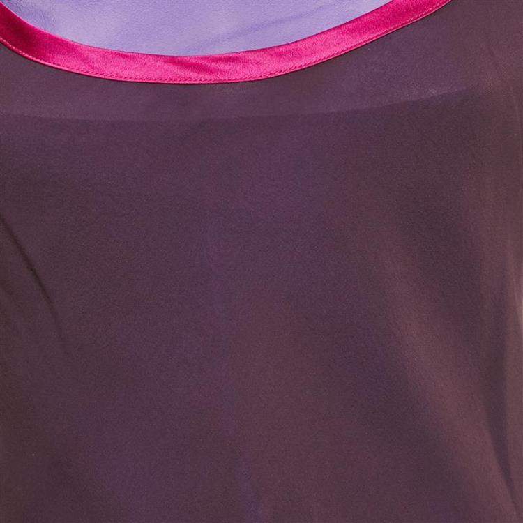 Pre Owned Etro Purple Silk Layered Silk Top M/L