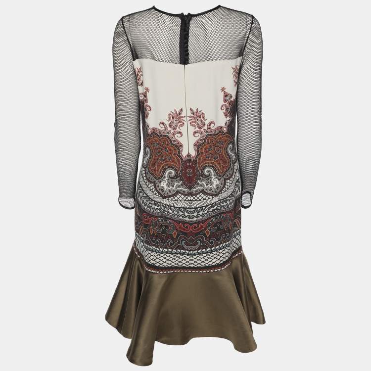 Pre Owned Etro Multicolor Printed Crepe Mesh Dress M