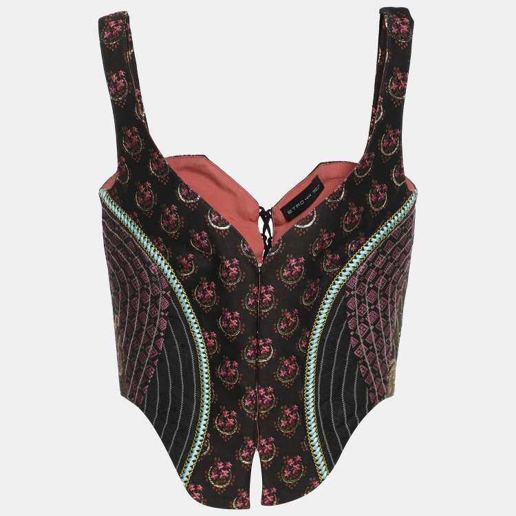 Pre Owned Etro Multicolor Jacquard Buster Top M