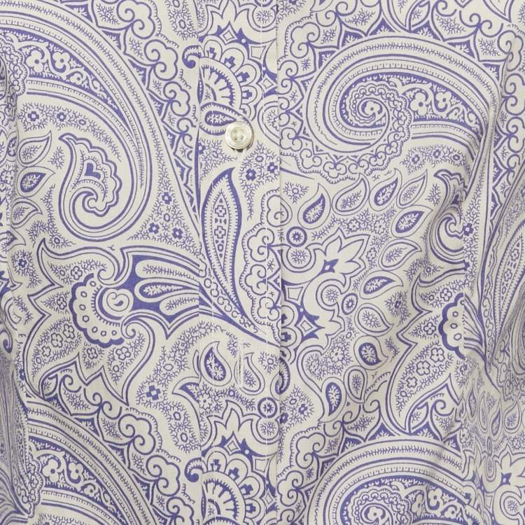Pre Owned Etro Blue Paisley Print Cotton Button Front Shirt S 