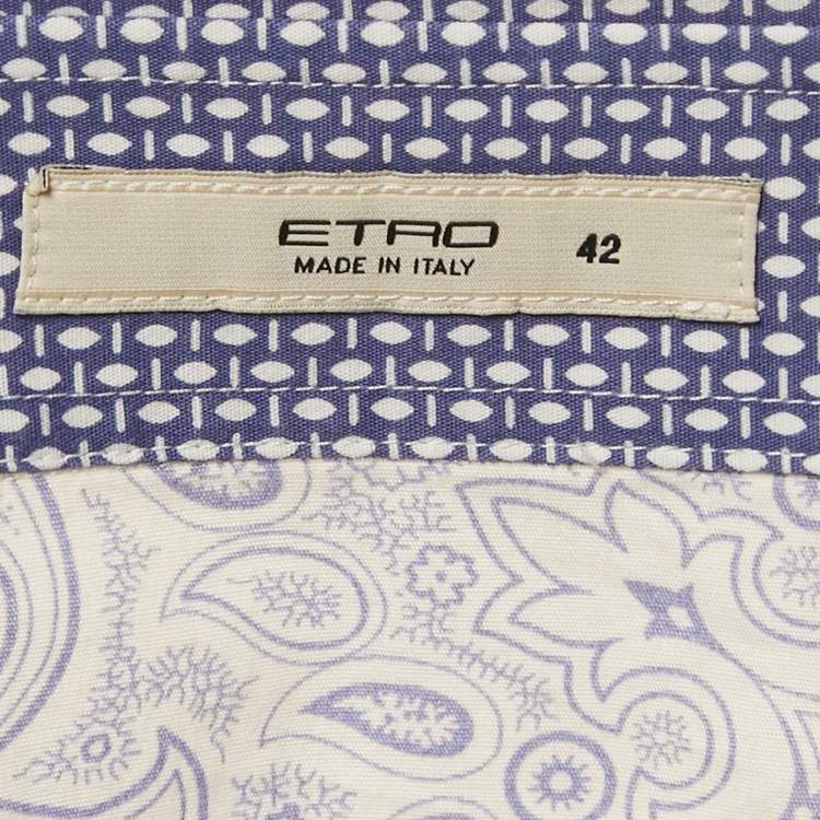 Pre Owned Etro Blue Paisley Print Cotton Button Front Shirt S 