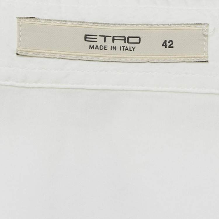 Pre Owned Etro White Cotton Slim Fit Shirt M