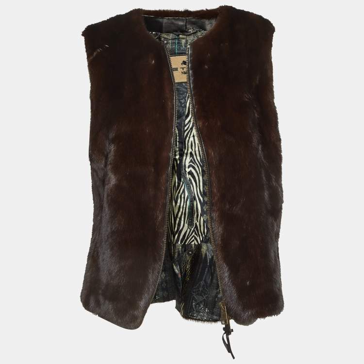 Pre Owned Etro Brown Mink Fur Sleeveless Vest M