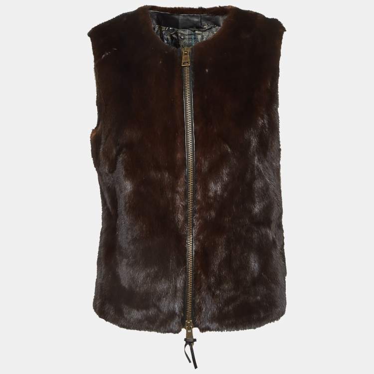 Pre Owned Etro Brown Mink Fur Sleeveless Vest M