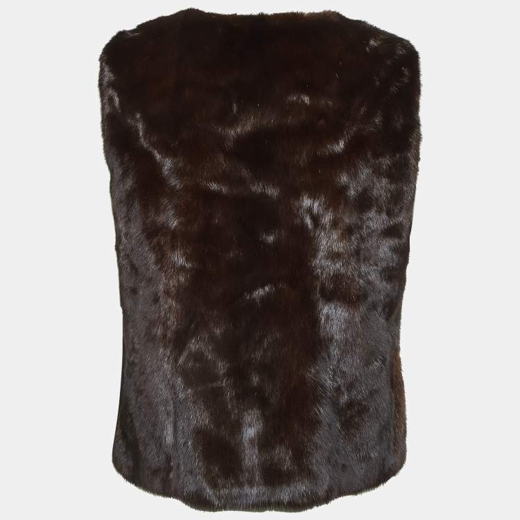 Pre Owned Etro Brown Mink Fur Sleeveless Vest M