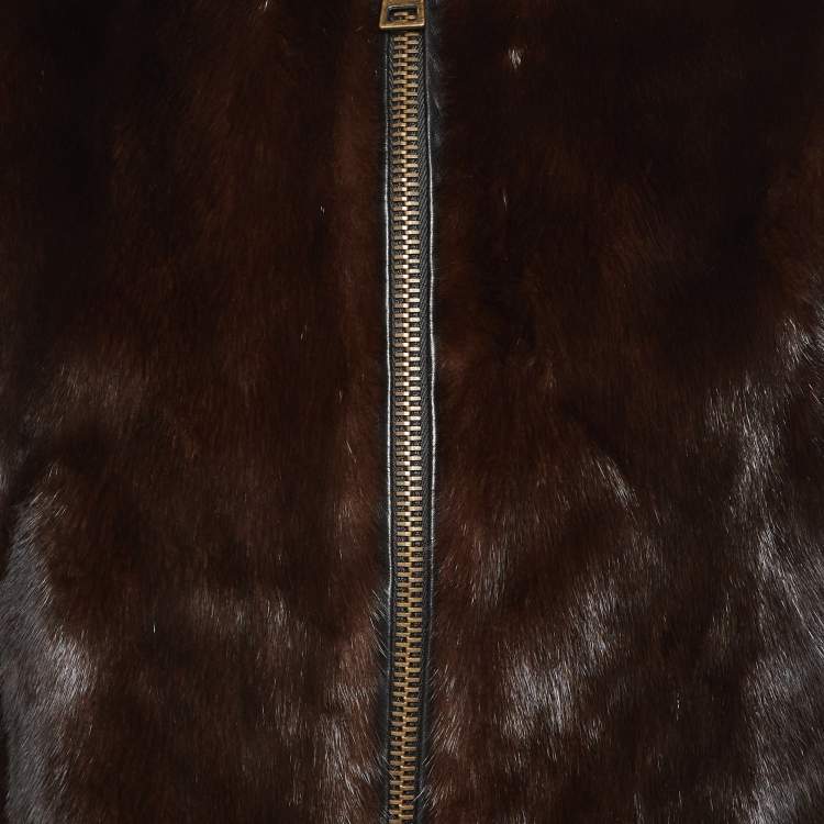 Pre Owned Etro Brown Mink Fur Sleeveless Vest M
