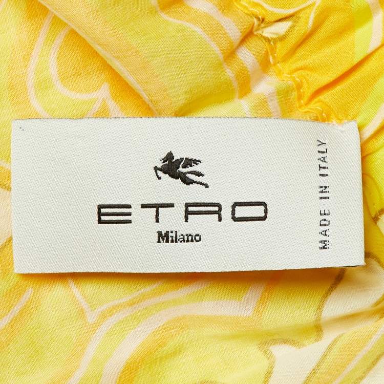 Pre Owned Etro Yellow Paisley Print Cotton Maxi Skirt M 