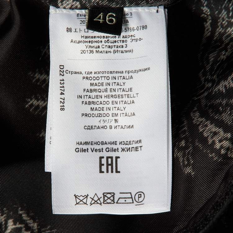 Pre Owned Etro Black Embroidered & Beaded Velvet Vest Jacket L  