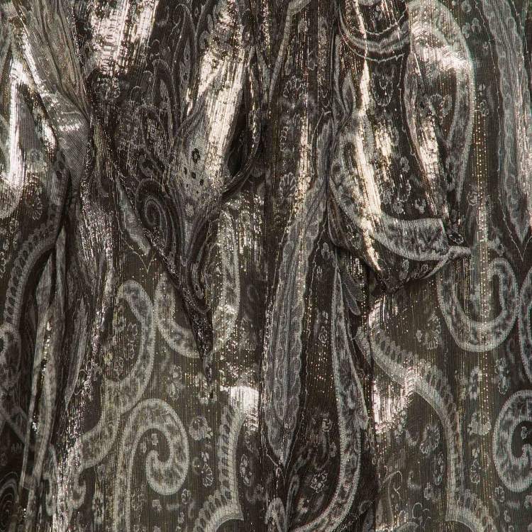 Pre Owned Etro Metallic Lame neck Tie Detail Top L