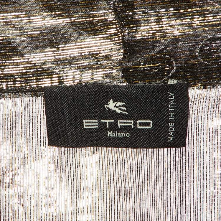 Pre Owned Etro Metallic Lame neck Tie Detail Top L