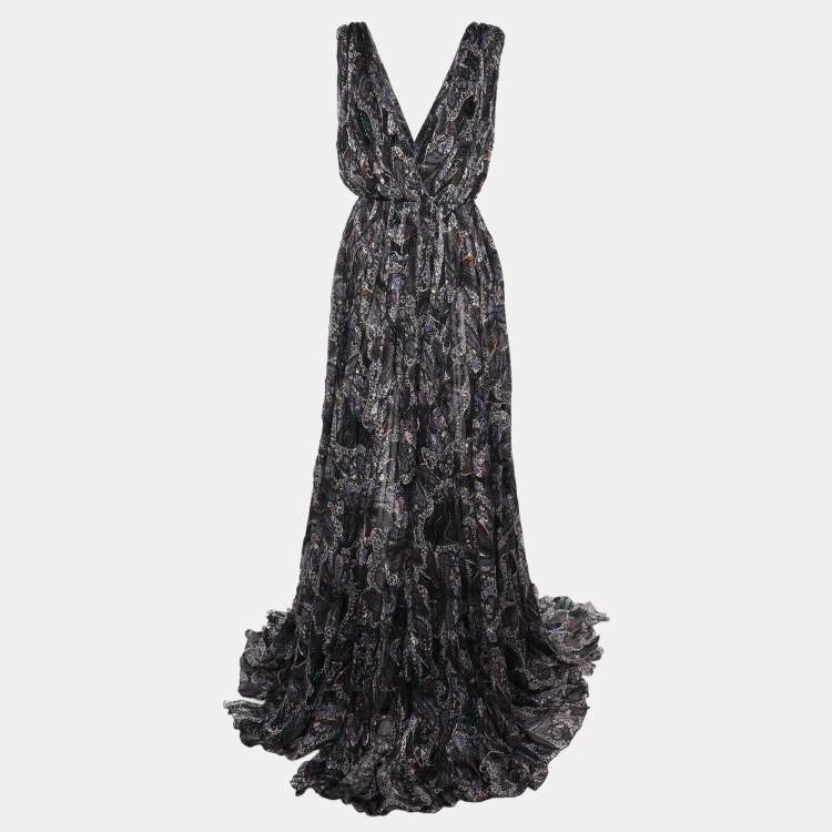 Pre Owned Etro Multicolor Paisley Print Silk Long Dress M