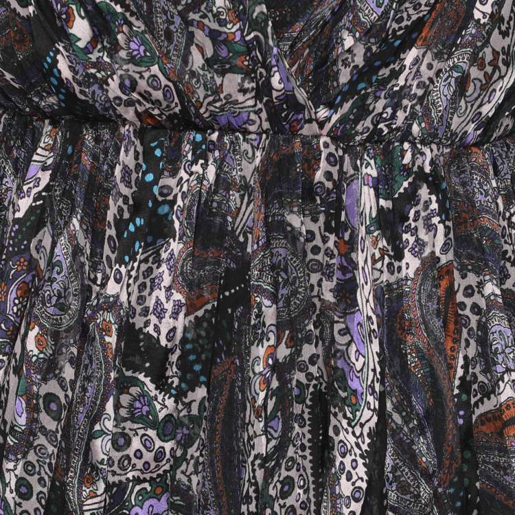 Pre Owned Etro Multicolor Paisley Print Silk Long Dress M