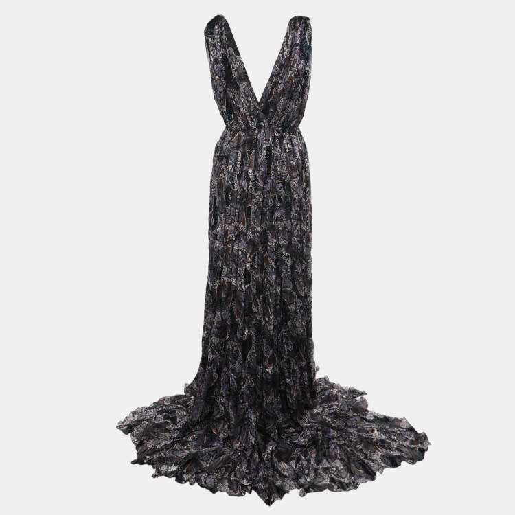 Pre Owned Etro Multicolor Paisley Print Silk Long Dress M