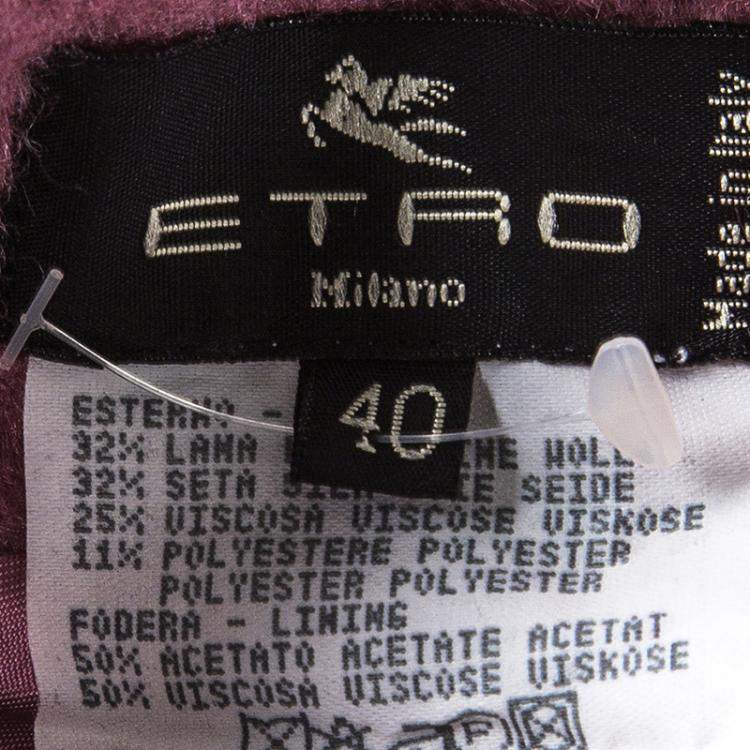 Pre Owned Etro Pink Wool Blend Velvet Trim Bead Detail Midi Skirt S