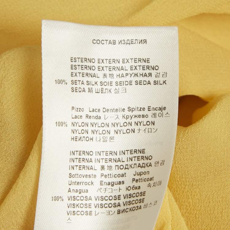 Pre Owned Etro Yellow Silk Georgette Lace Detail Pleated Maxi Dress XS  