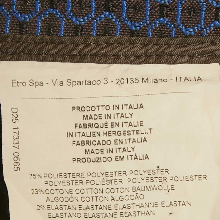Pre Owned Etro Blue Jacquard Skinny Trousers M