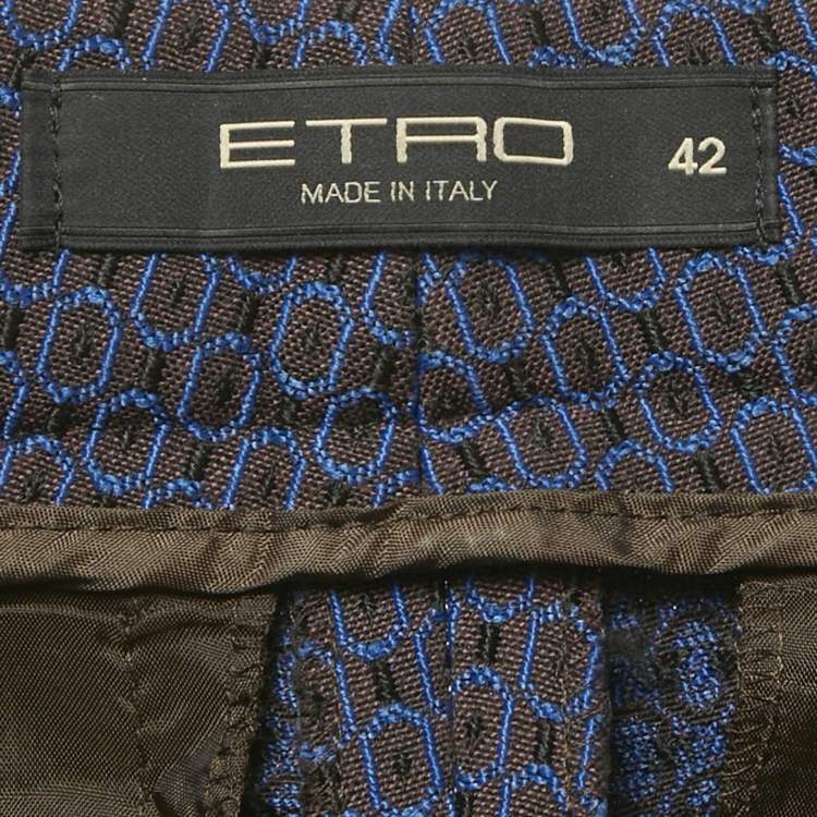 Pre Owned Etro Blue Jacquard Skinny Trousers M