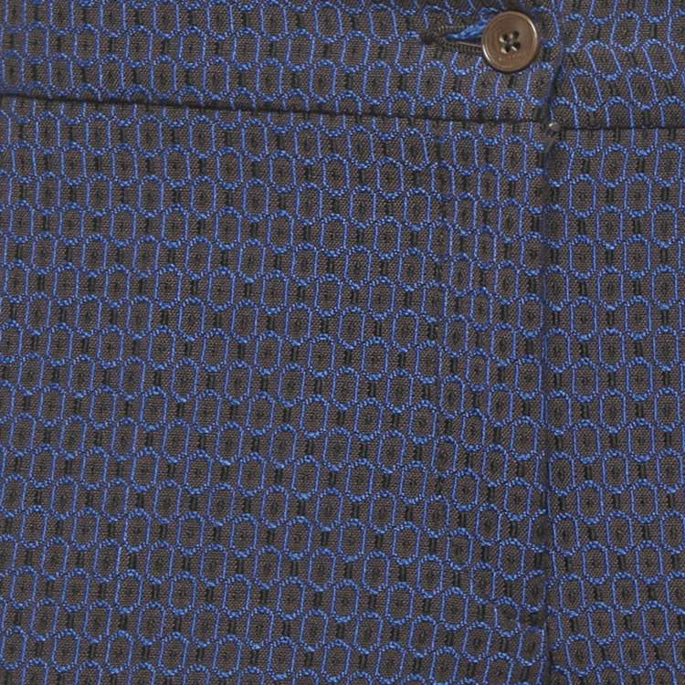 Pre Owned Etro Blue Jacquard Skinny Trousers M
