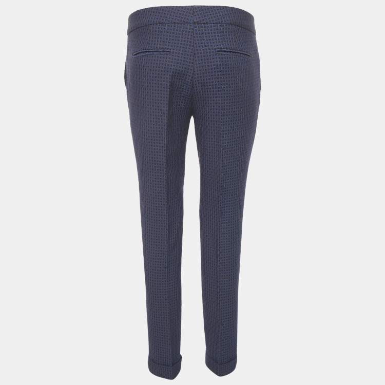 Pre Owned Etro Blue Jacquard Skinny Trousers M