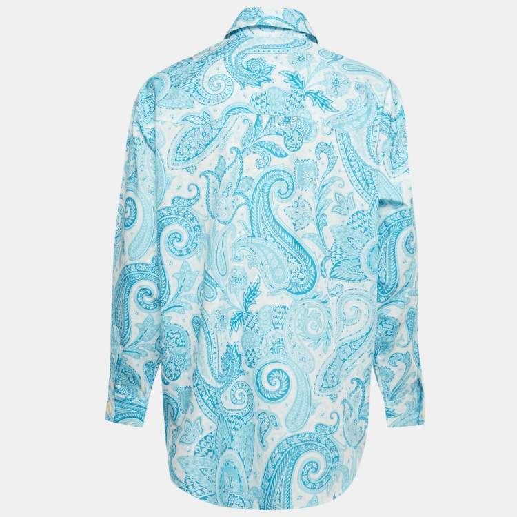 Pre Owned Etro Blue Paisley Print Cotton Shirt S