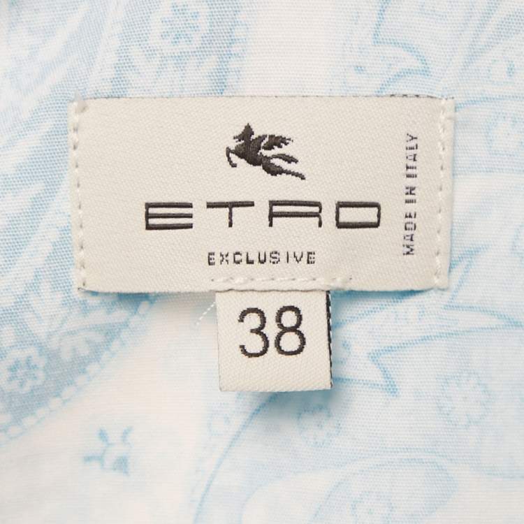 Pre Owned Etro Blue Paisley Print Cotton Shirt S
