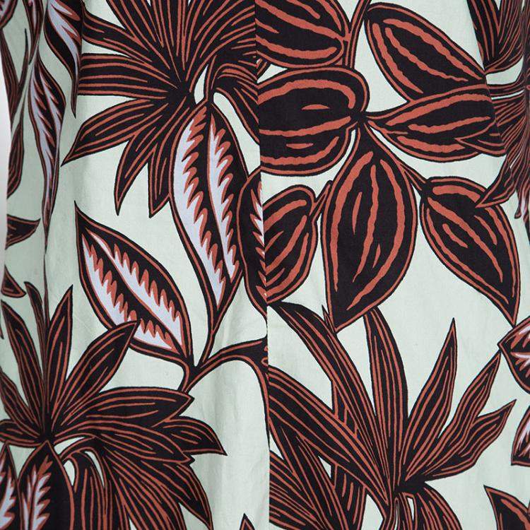 مملوكة مسبقًا Etro Multicolor Leaf Print Cotton V-Neck Sleeveless Dress M