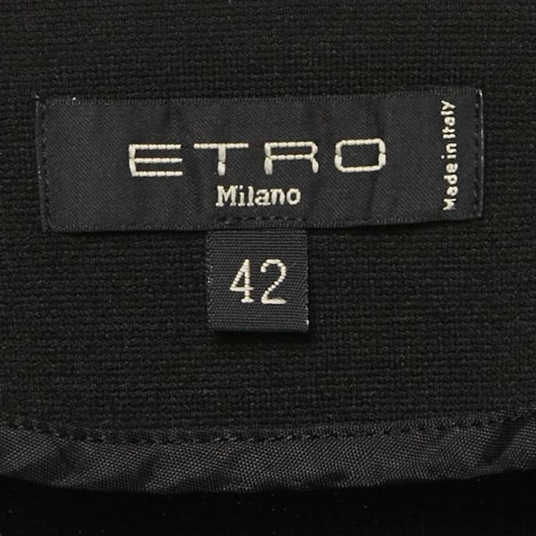 Pre Owned Etro Black Printed Jersey Mini Dress M