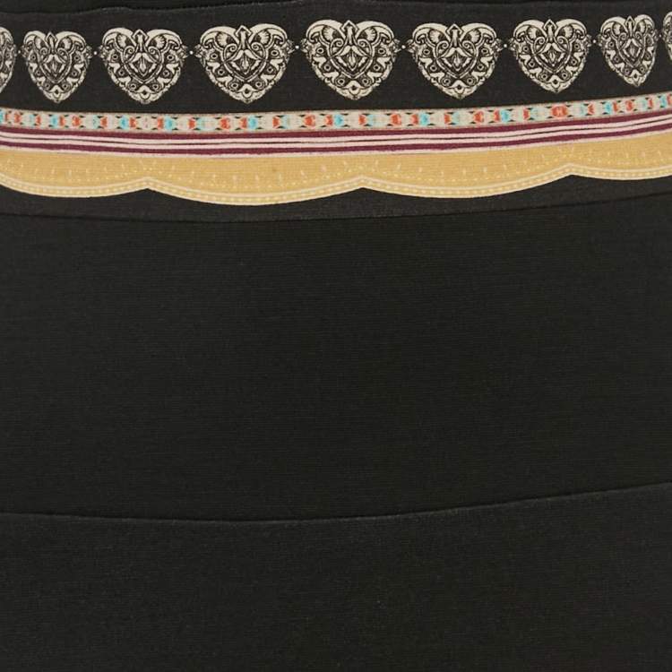 Pre Owned Etro Black Printed Jersey Mini Dress M